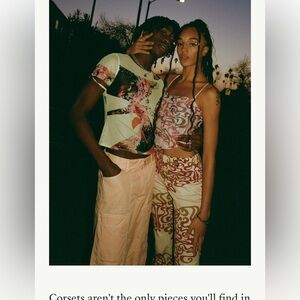 Miaou UO Exclusive Pant Mid Rise Waistless Zip Flare Graphic S